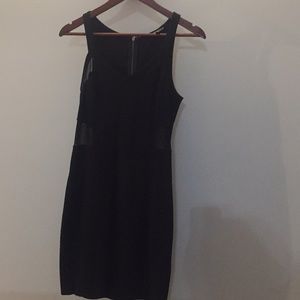 Black dress v-neck with mesh side panels